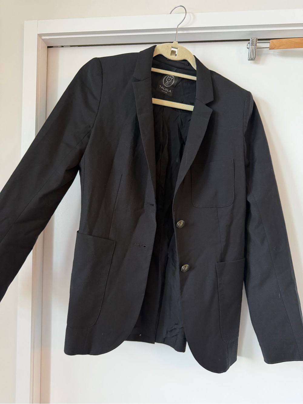 Talula Black Two-Button Blazer with Patch Pockets